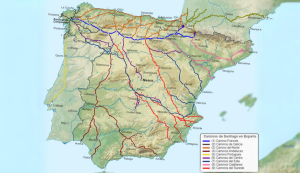 Mapa del Camino de Santiago en España